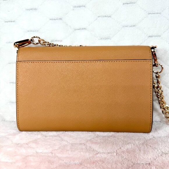 Tory Burch Emerson Chain Wallet Crossbody Tan 5" x 8" Purse Handbag w/ Dust Bag - Picture 4 of 13